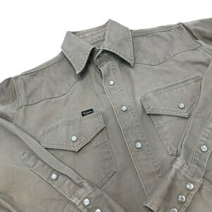 Walls Mens Tan Long Sleeve Western Snap Front Work‎ Shirt Size 16 Long